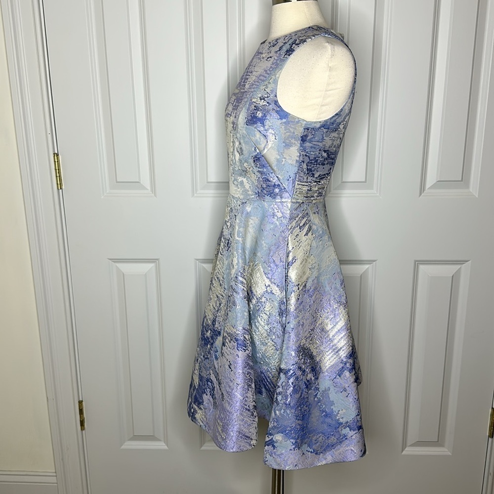 Alice Walk Sleeveless Flare Metallic Watercolor Dress Sz6 — image 5 of 8
